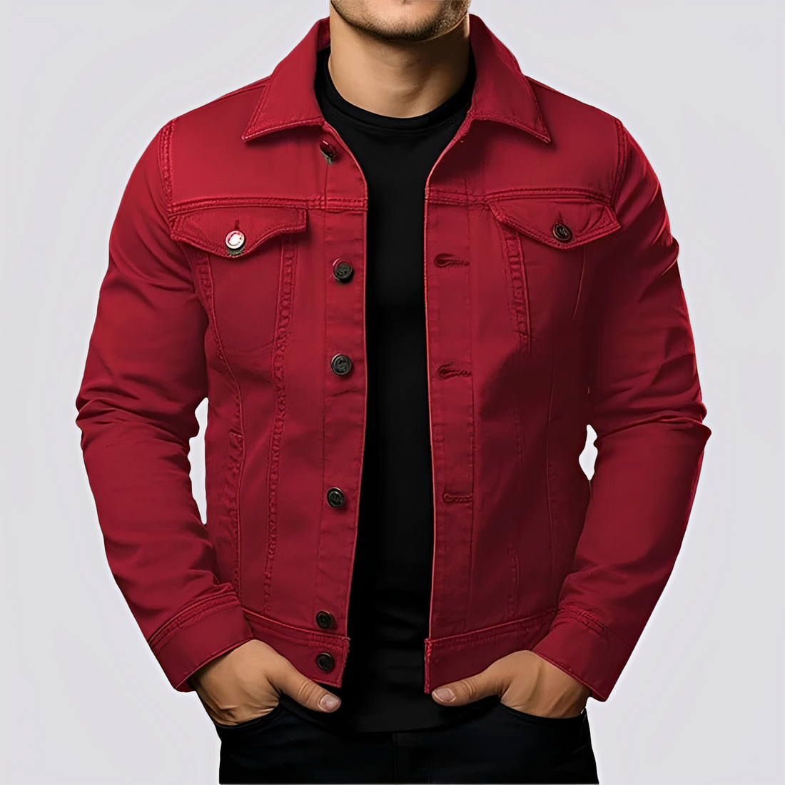 Maxwell - Retro-kurtka jeansowa dla mężczyzn z grubego denimu