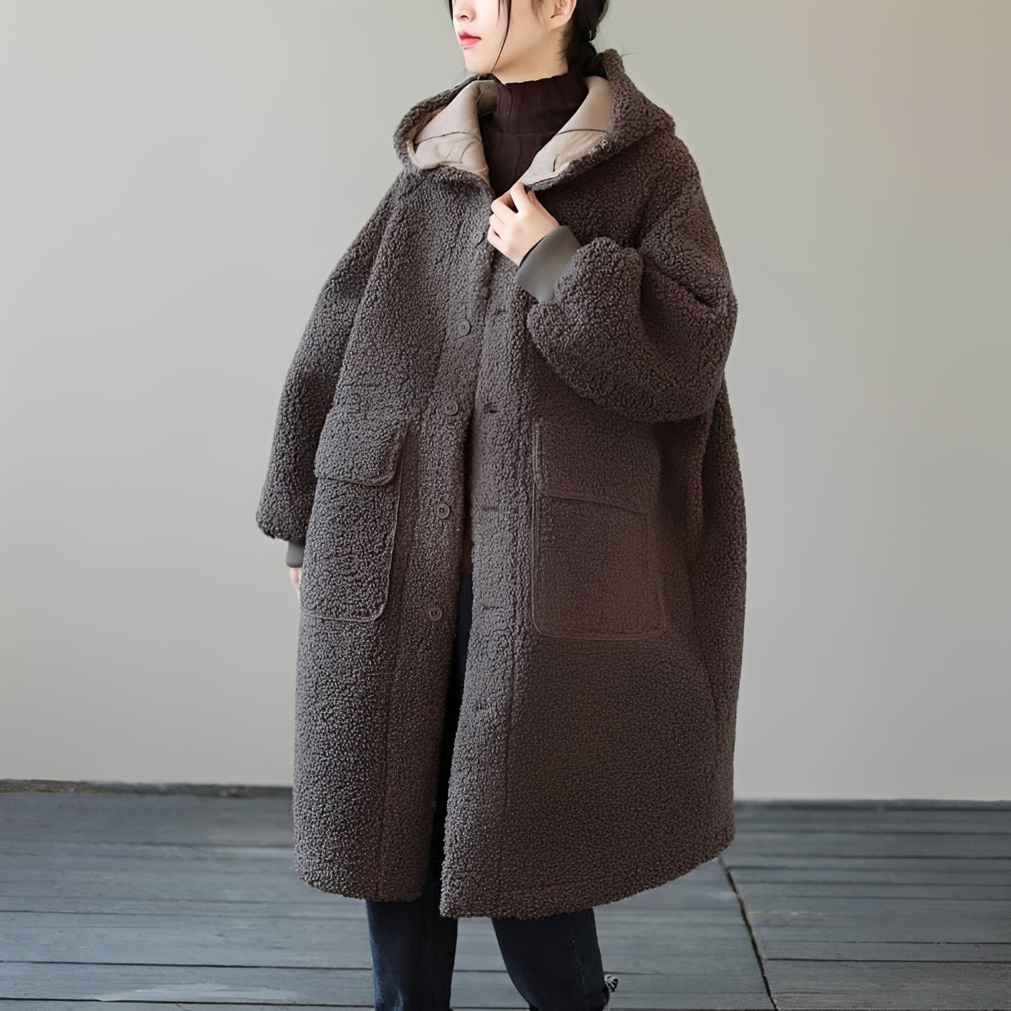 Sophie - Sztuczne futro płaszcz w rozmiarze oversize z kapturem dla kobiet