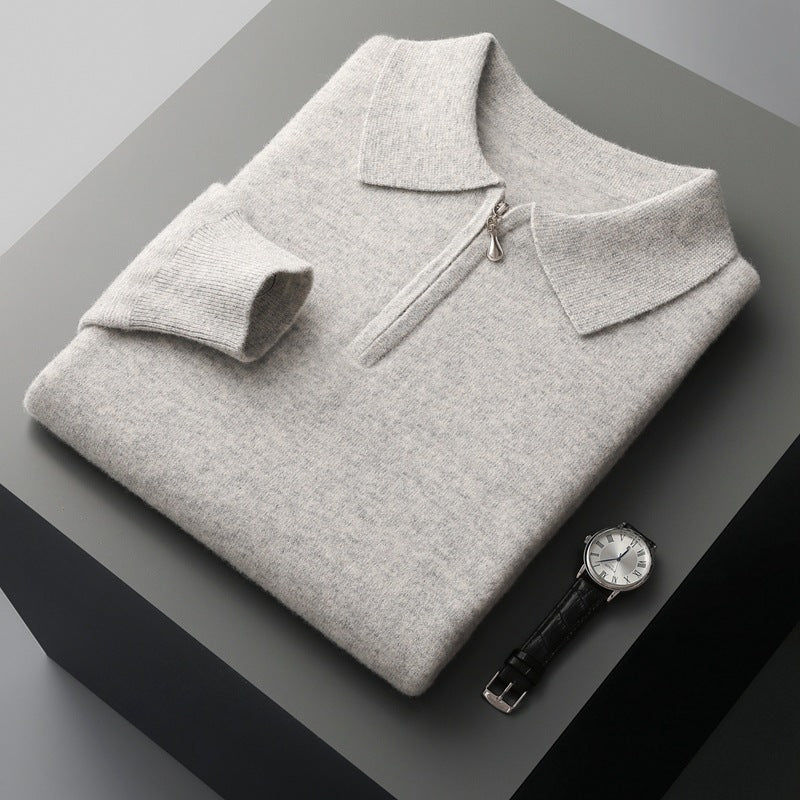 Patrick - Swobodny polo sweter z połowkowym zamkiem dla mężczyzn