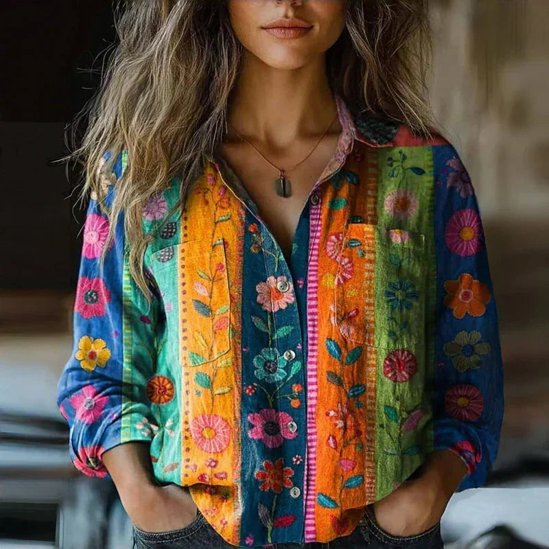 Bluzka z rozkloszowanymi rękawami w stylu boho, inspirowana stylem vintage