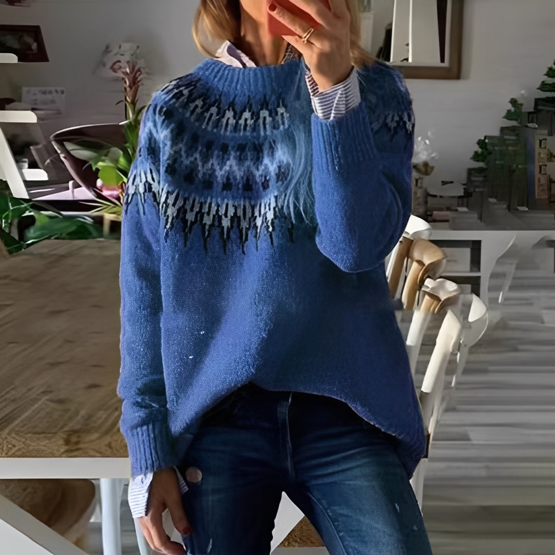 Manuela - Damski sweter z zimowym nordyckim wzorem