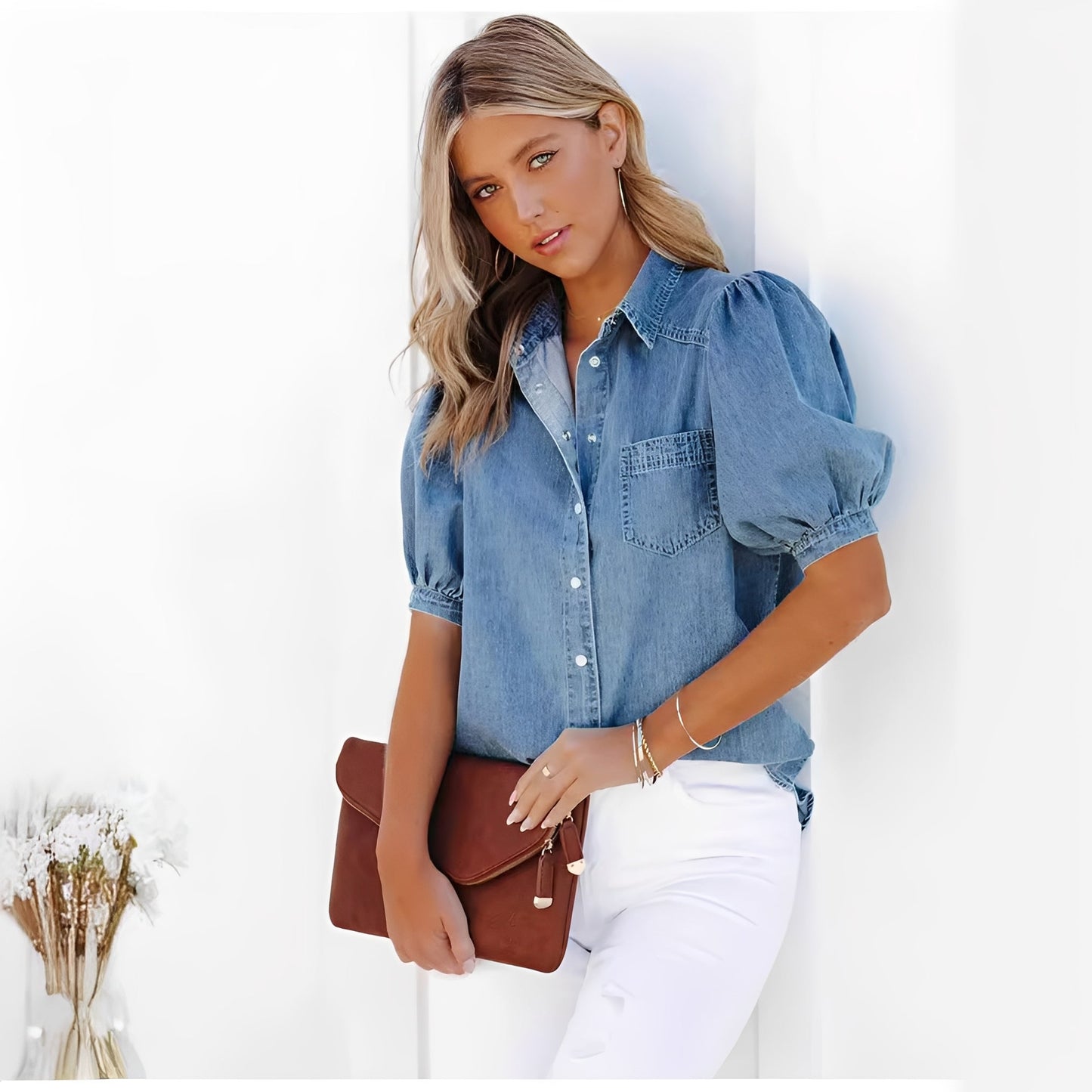Cinddy - Klasyczna i wygodna koszula z denimu dla kobiet