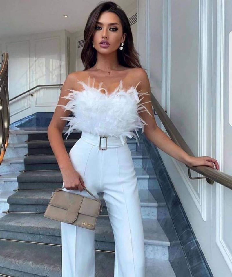 Frola - Elegancki kombinezon z topem bandeau