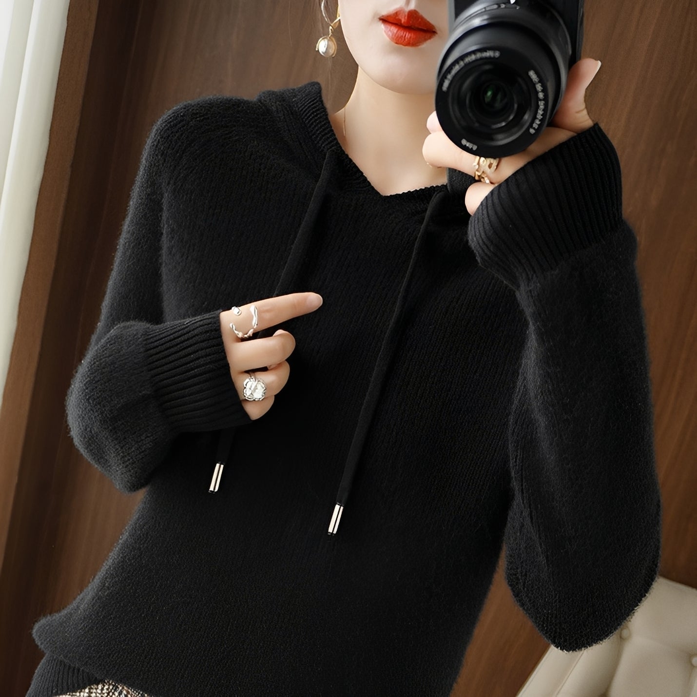Bonnie - Stylowy hoodie z dzianiny wełnianej dla kobiet