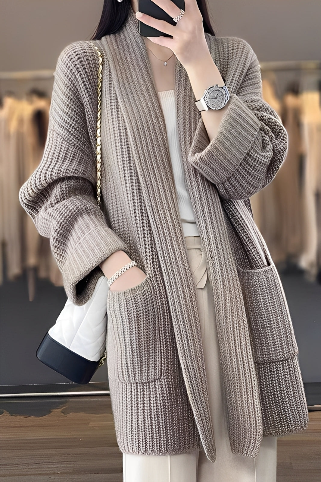 Suzanna - Elegancki długi kardigan dla kobiet