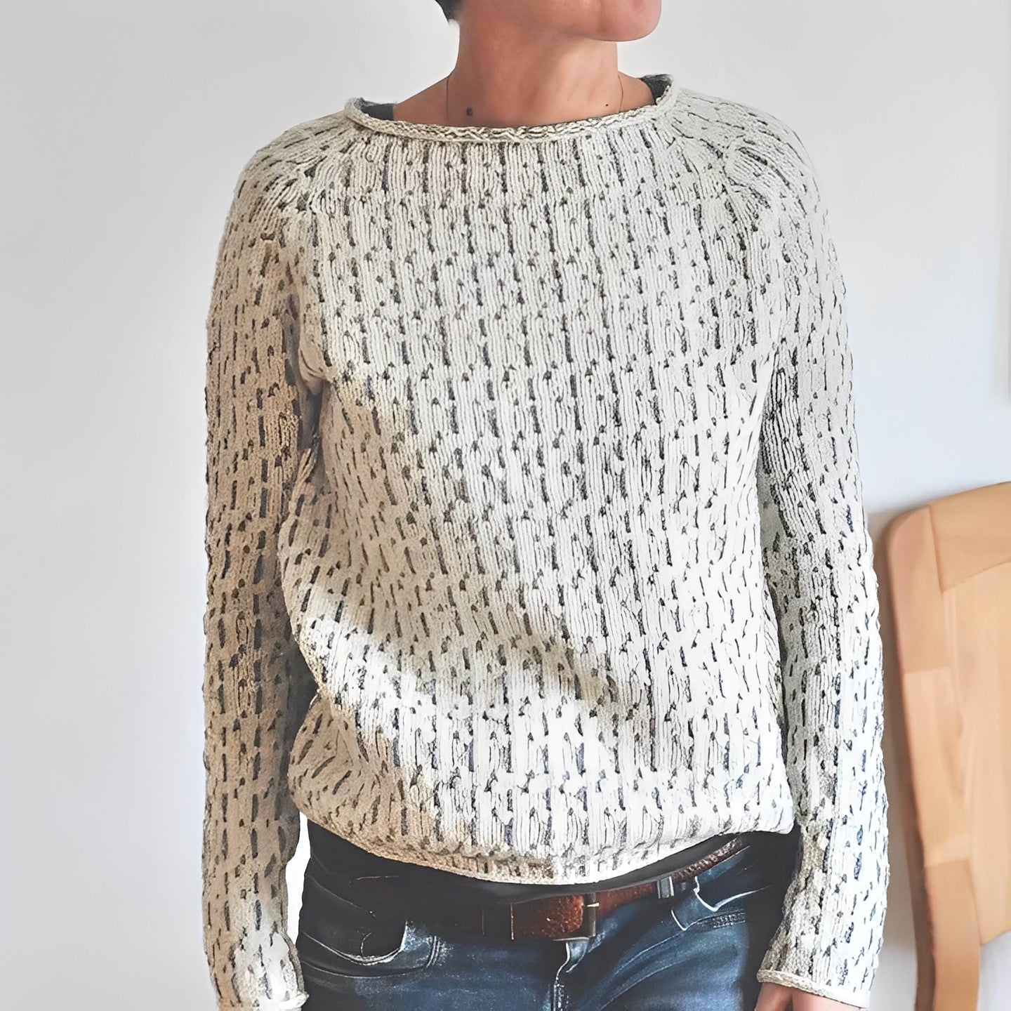 Lucrèce - Sweter z dzianiny z luźnym dekoltem w łódeczkę dla kobiet