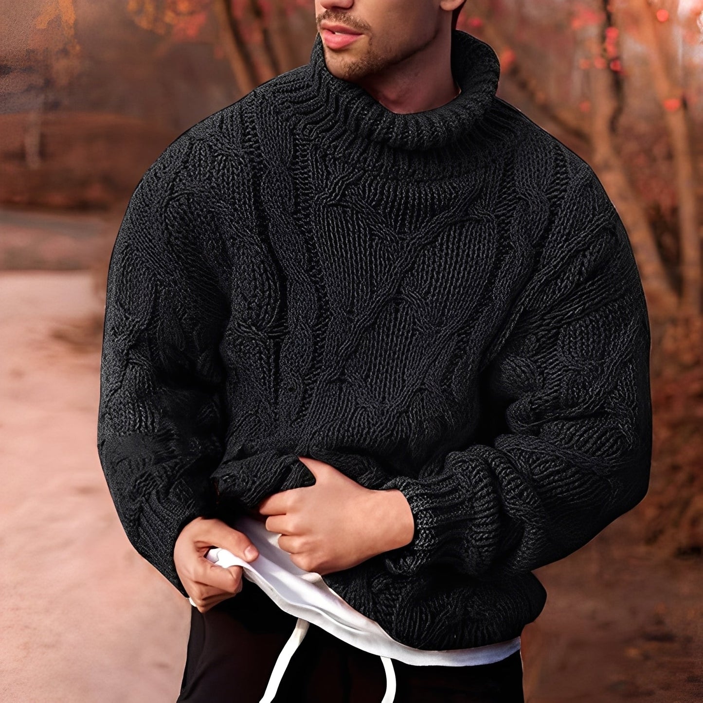 Adrian - Stylowy, grubo dziergany sweter dla mężczyzn