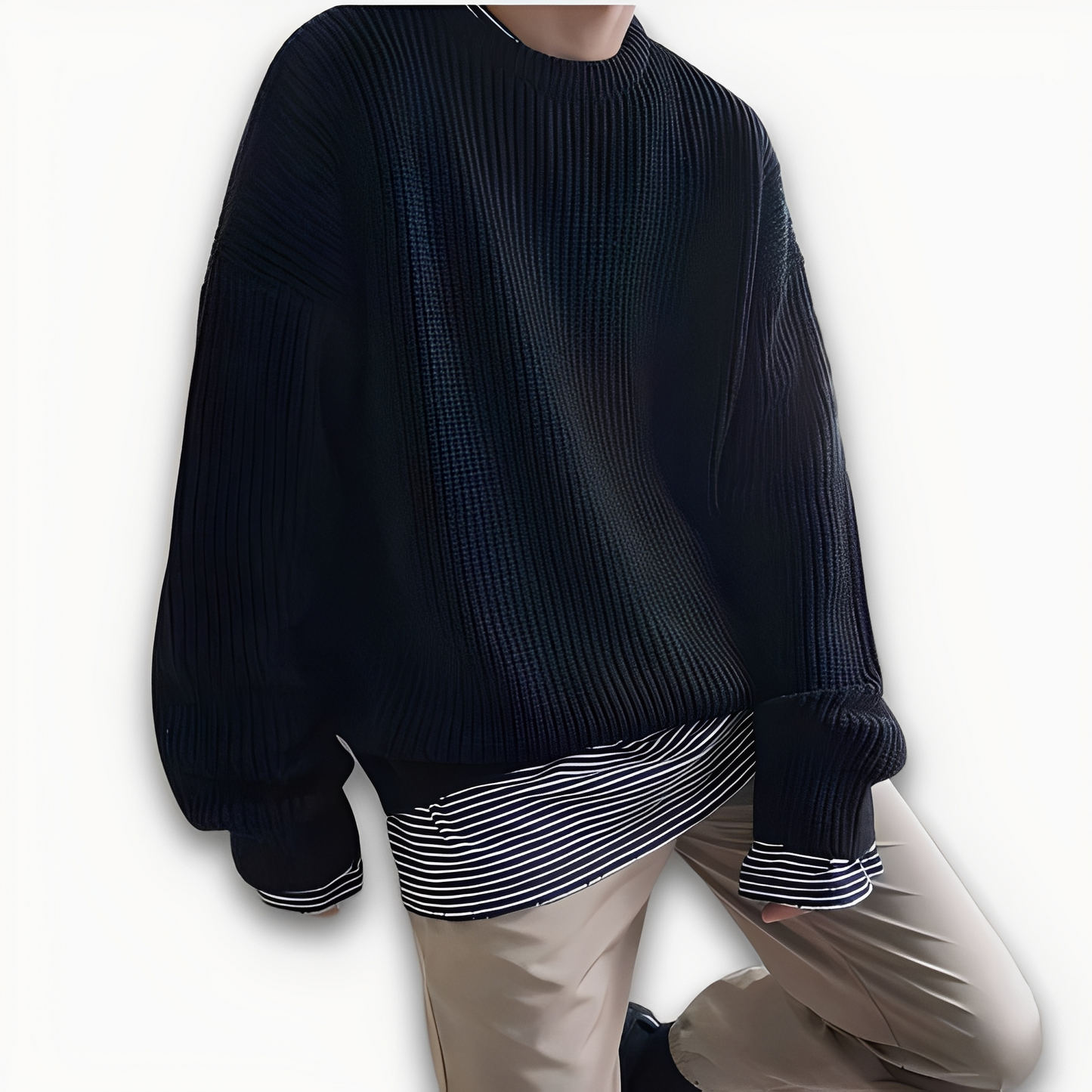 Abdias - Sweter oversize z dzianiny dla mężczyzn