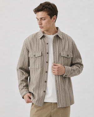 Koszula wierzchnia prążkowana damska o luźnym kroju