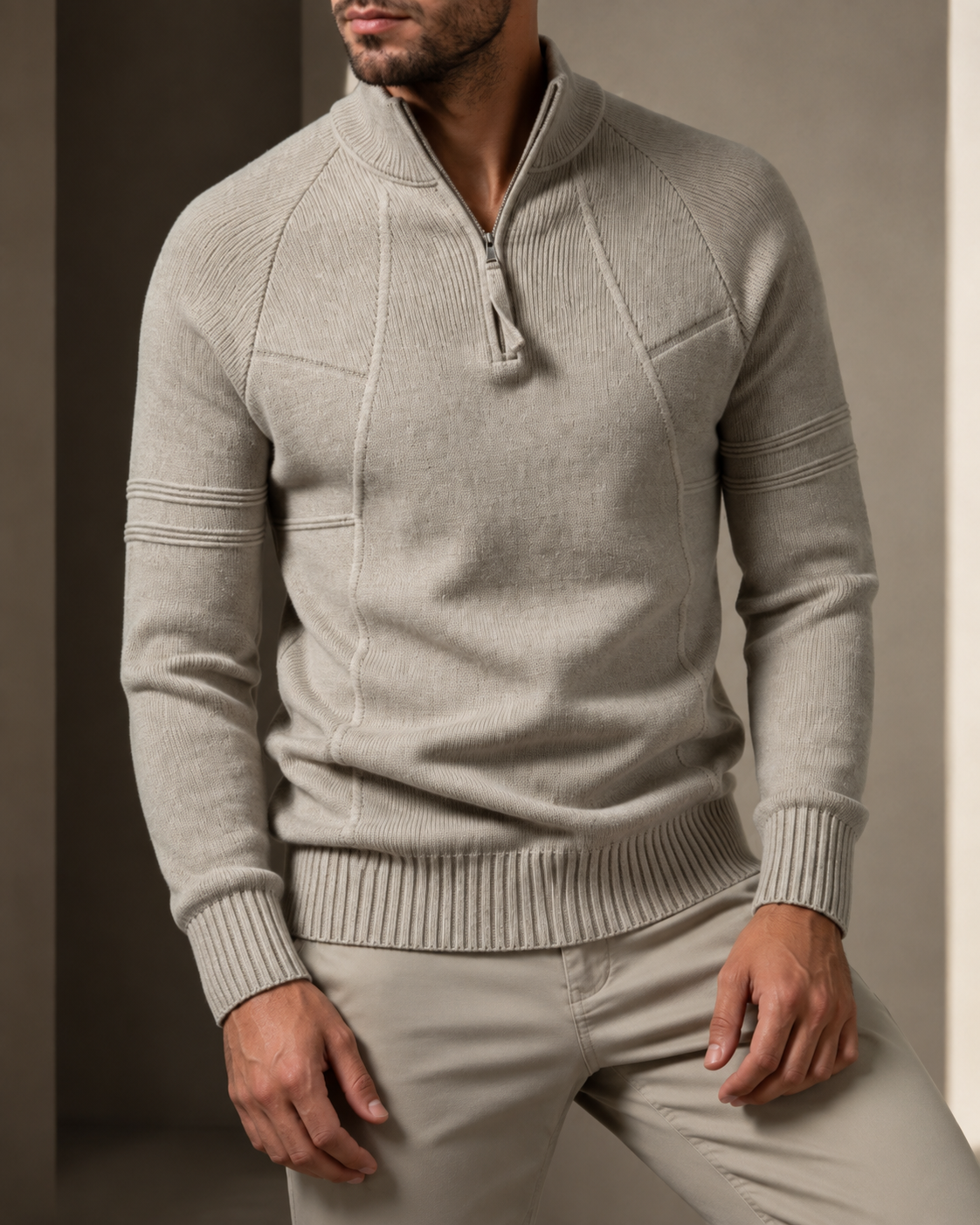 Dopasowany Sweter Dzianinowy Z Zamkiem