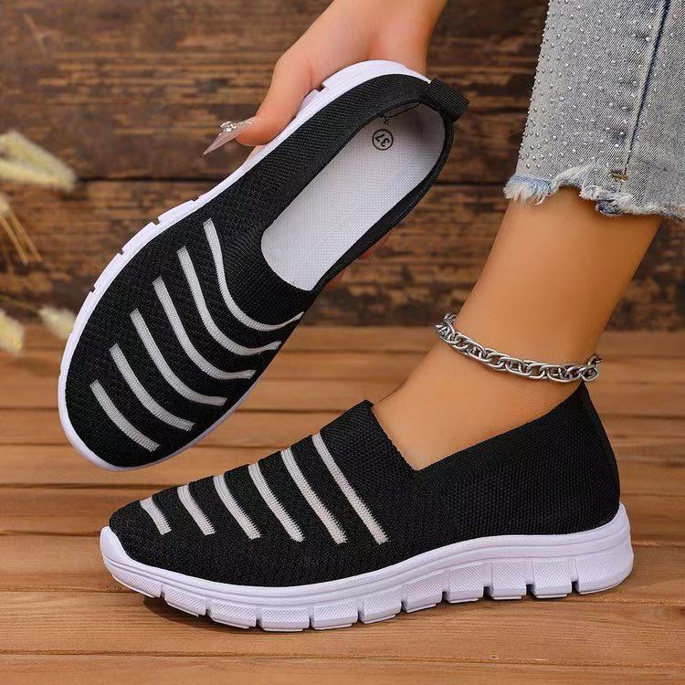 Damskie Dzianinowe Sneakersy Wsuwane Z Lekką Podeszwą