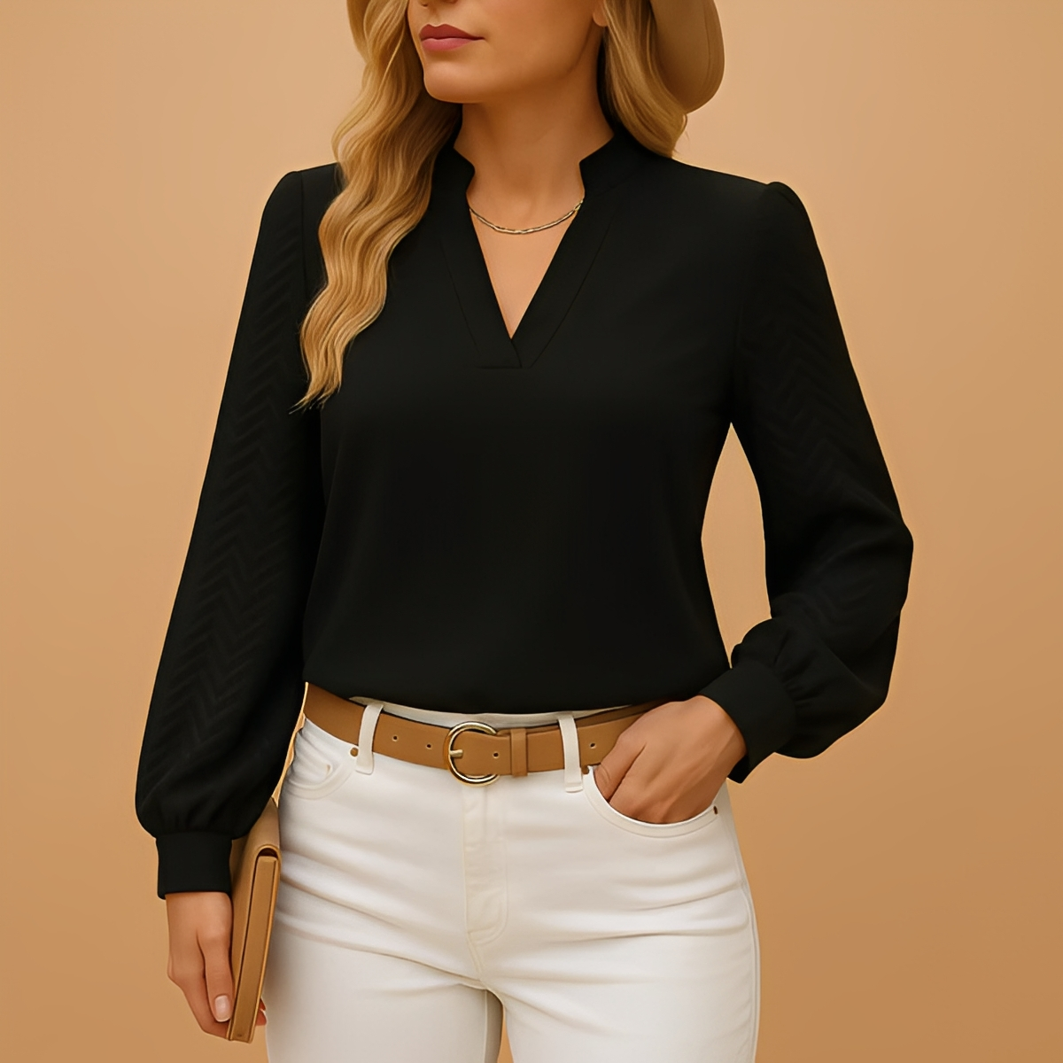Amante - Elegancka bluzka z długimi rękawami dla kobiet