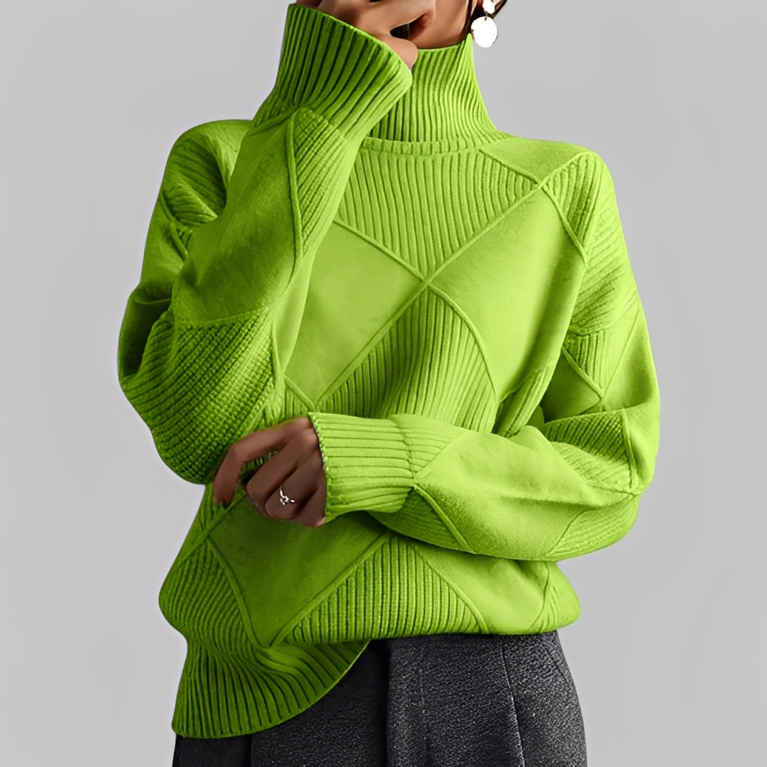 Mariette - Damski sweter oversize z golfem na zimę