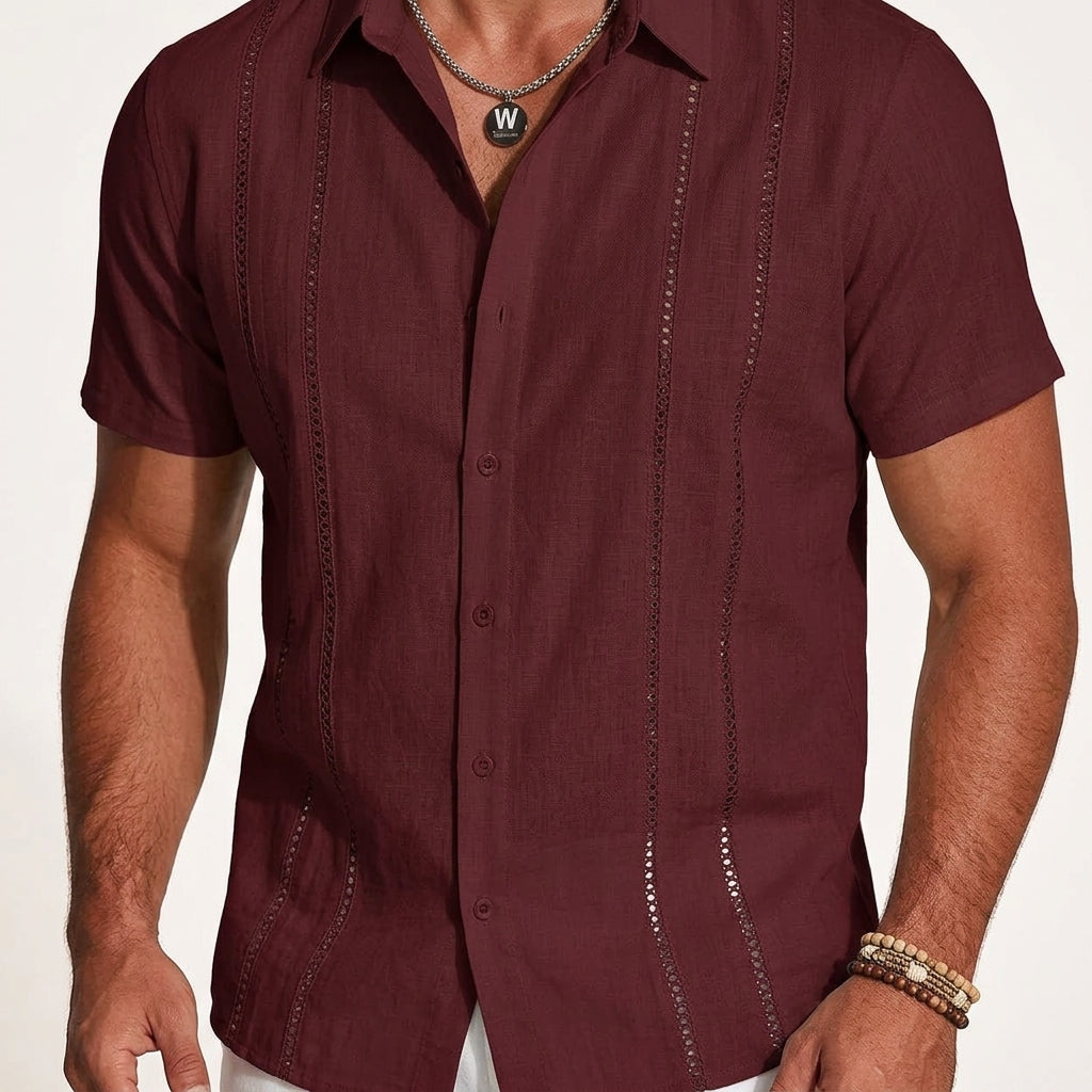 Męska Koszula Lniana Guayabera Na Lato