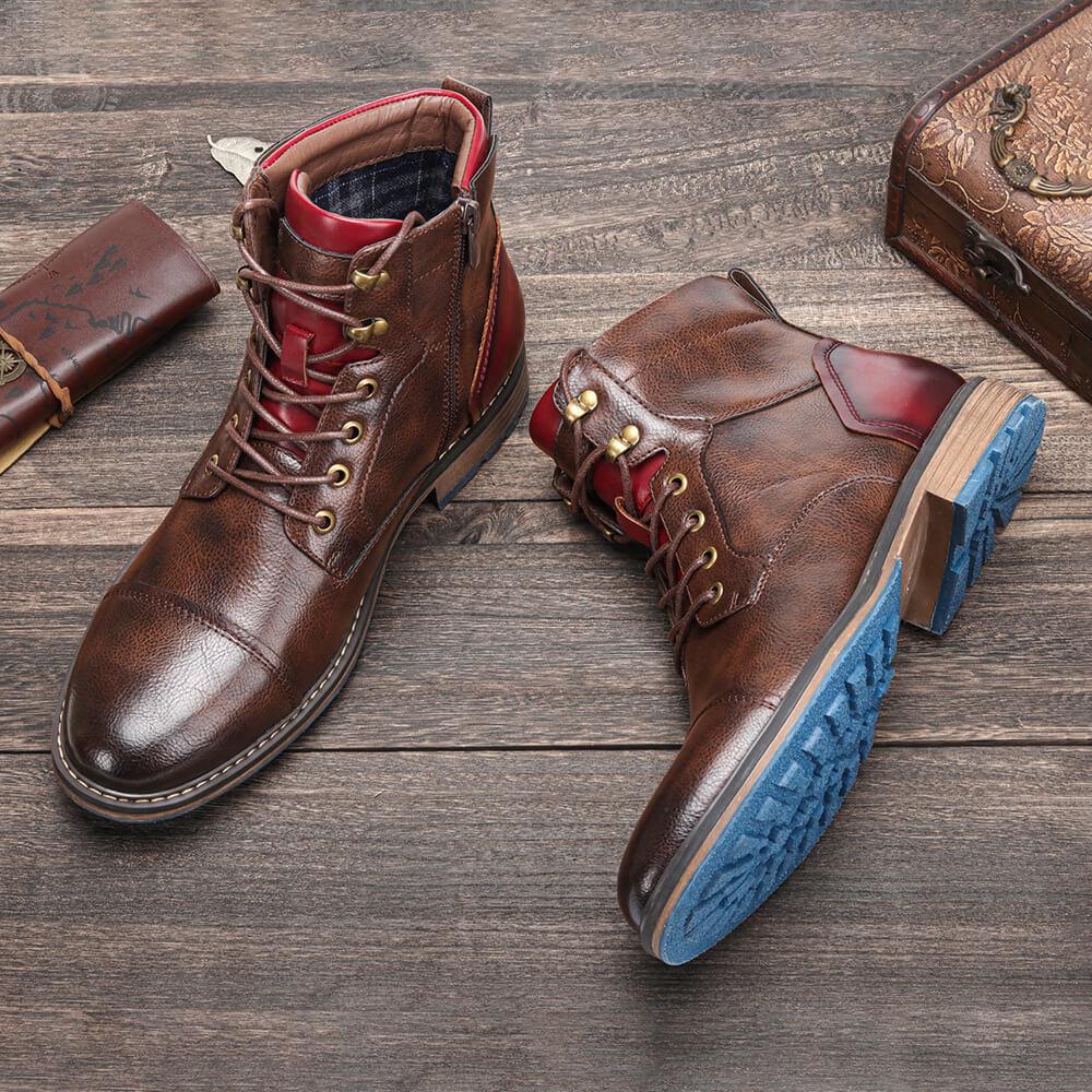 Louis - Retro skórzane buty z zamkiem dla mężczyzn