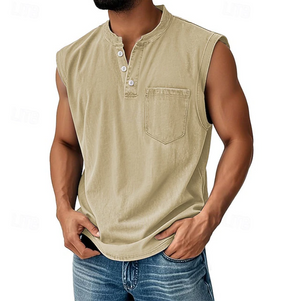 Męski tank top bez rękawów na modelu, widok z tyłu