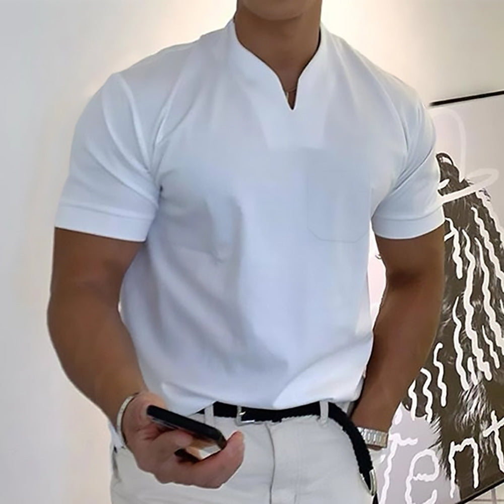 Jason - Męska biznesowa koszulka fitness z krótkimi rękawami
