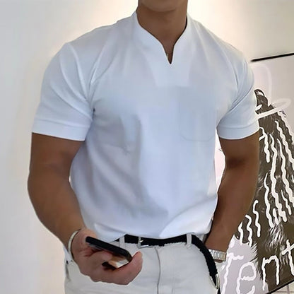 Jason - Męska biznesowa koszulka fitness z krótkimi rękawami