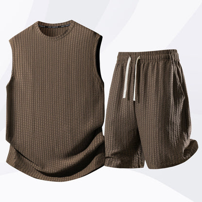 Komplet sportowy casual damski z topem na ramiączkach i szortami