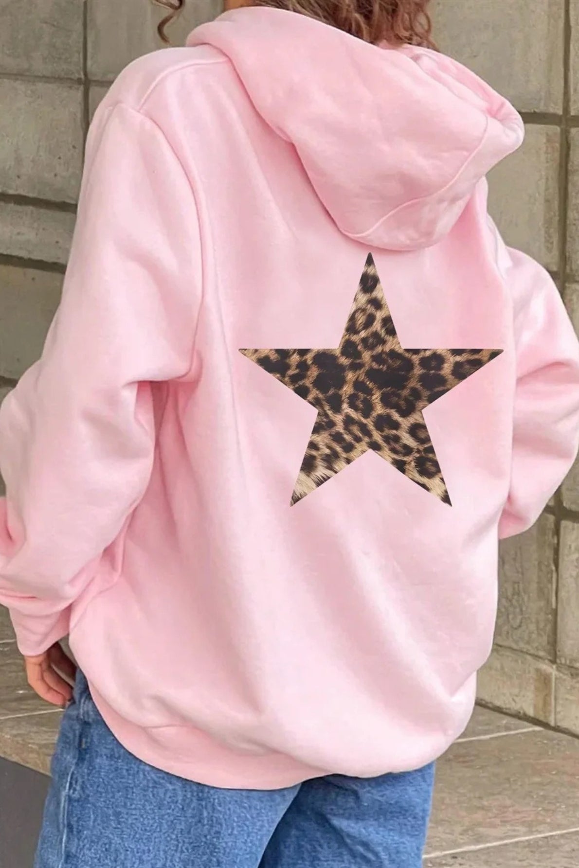Damska Bluza Z Kapturem W Gwiazdy Luźny Krój