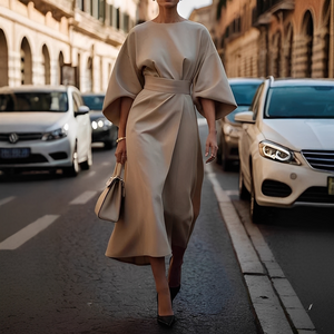 Lauriane - Sukienka elegancka z rękawami latarnianymi dla kobiet