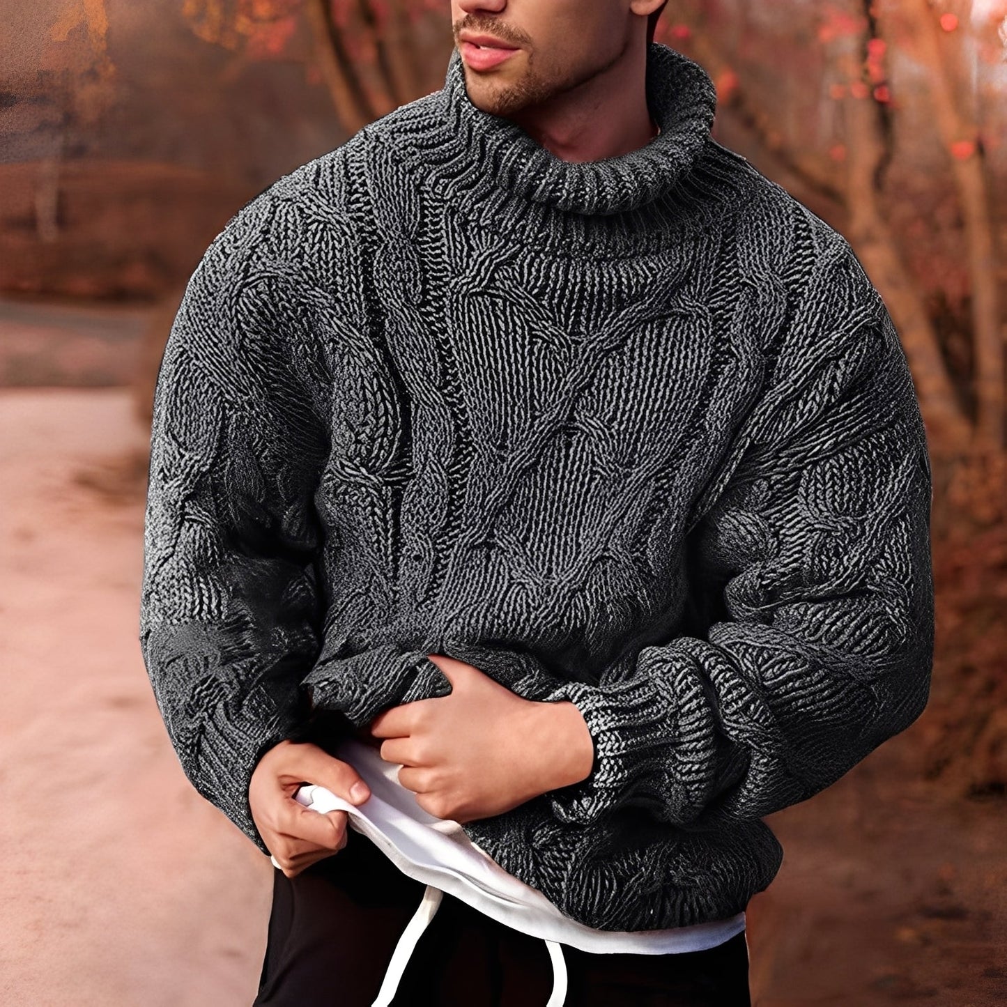 Adrian - Stylowy, grubo dziergany sweter dla mężczyzn