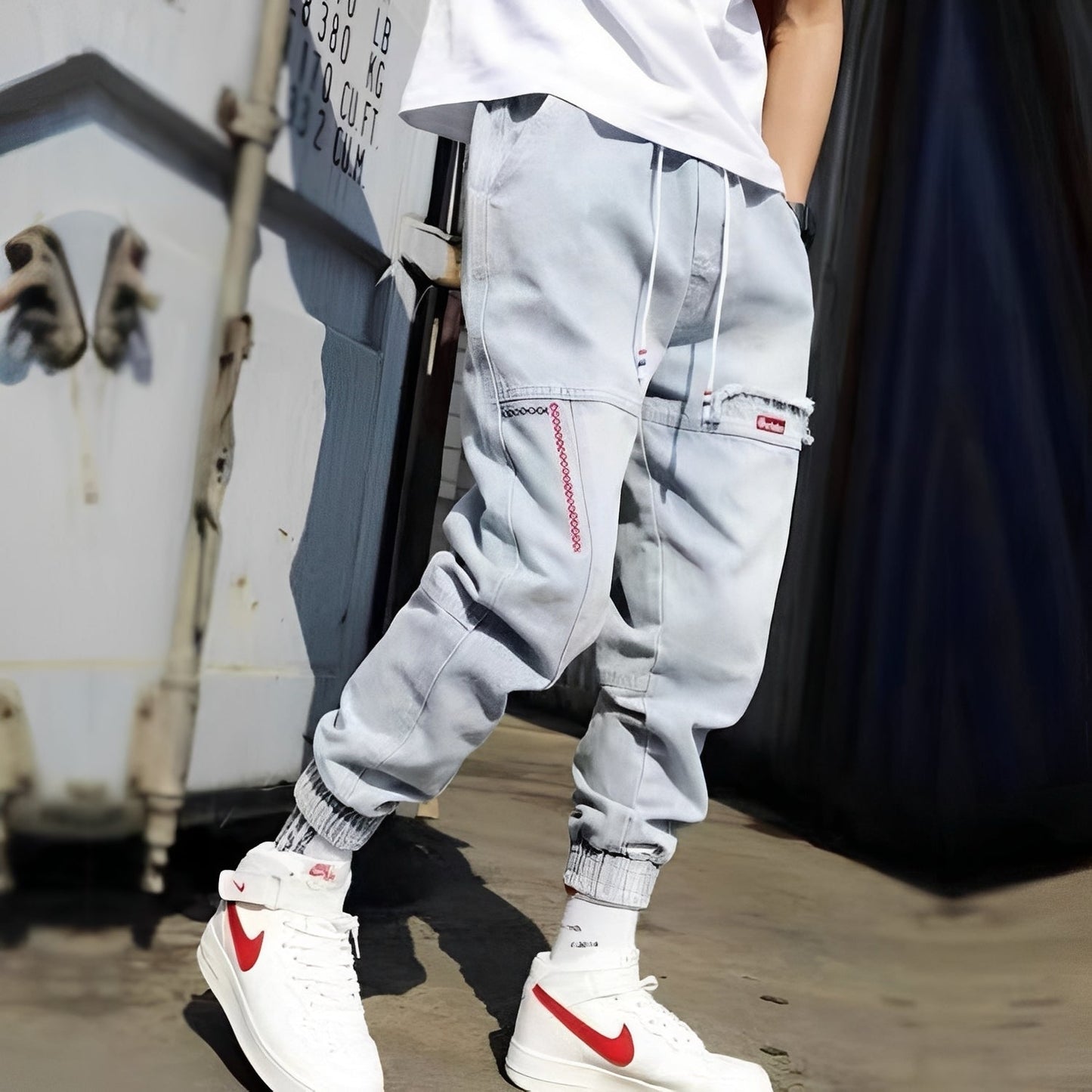 Victor - Stylowe baggy jeansy z elastycznymi mankietami dla mężczyzn