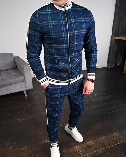 Neal - Stylowy kraciasty sportowy dres dla mężczyzn