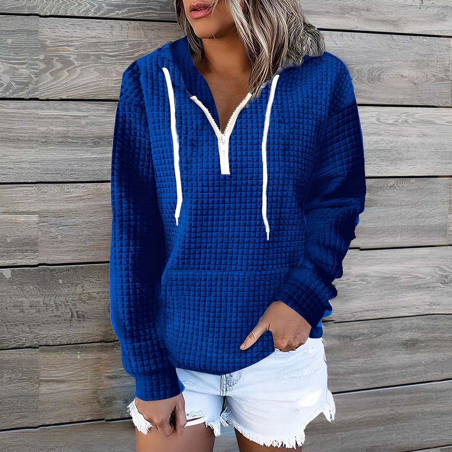 Amanda - Stylowy Waffel-Hoodie dla kobiet