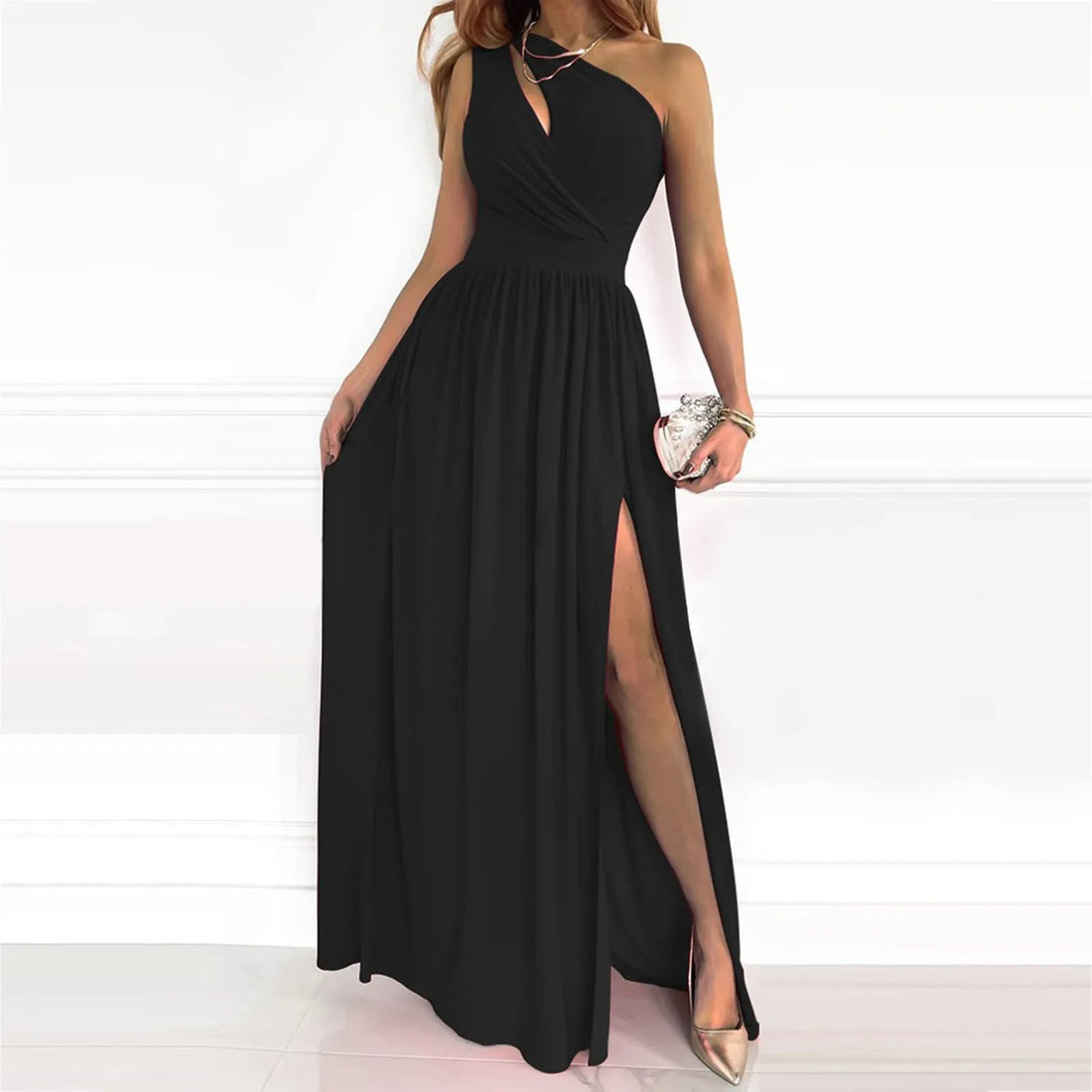 Iredessa - Elegancka suknia wieczorowa na jedno ramię z rozcięciem
