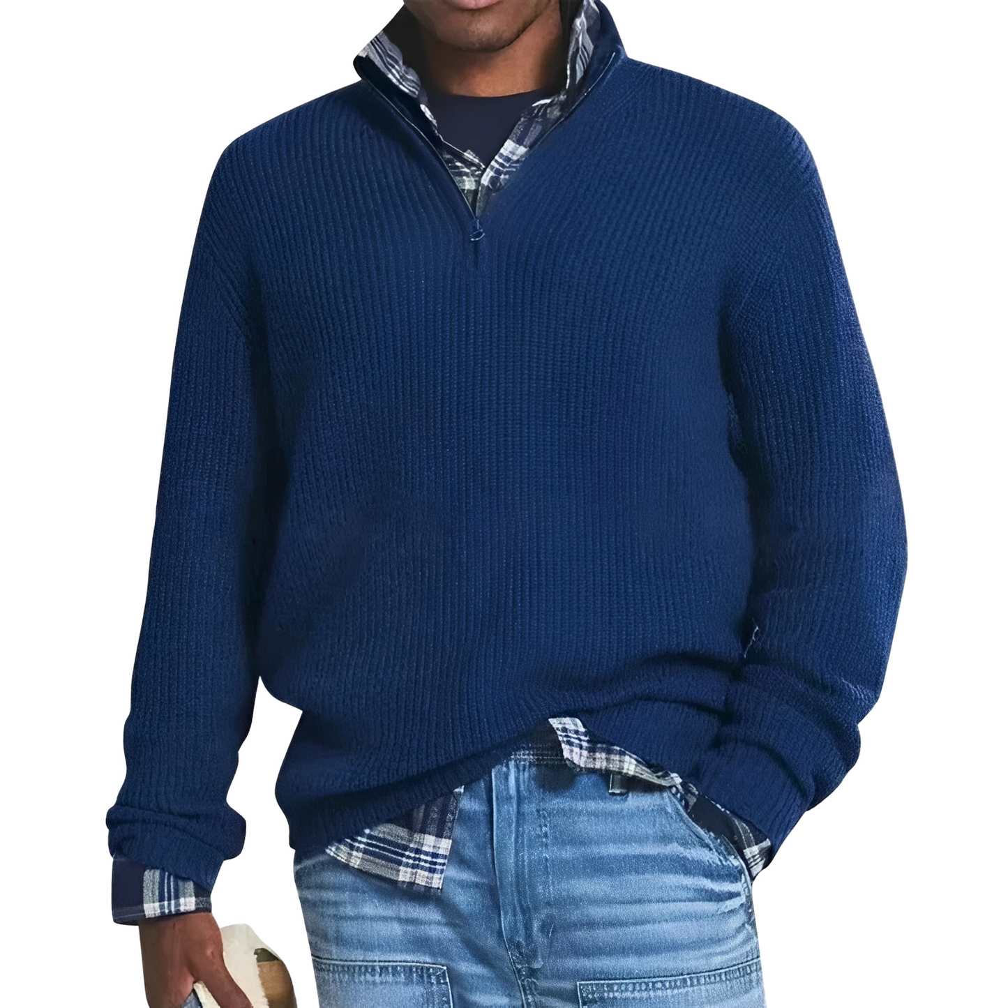 Jeffrey - Retro-sweter z zamkiem ćwierć dla mężczyzn