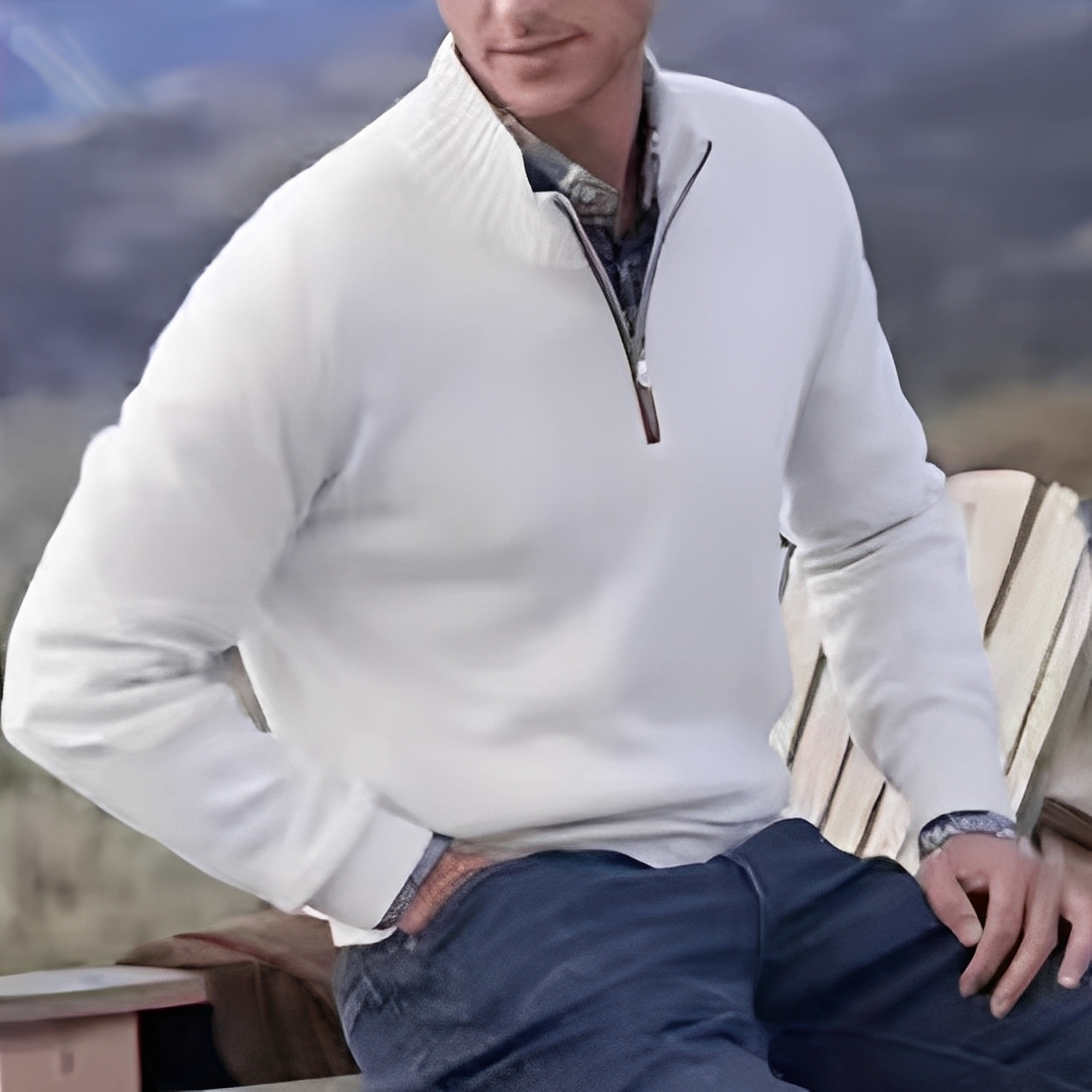 Matéo - Sweter z dzianiny z połowym zamkiem dla mężczyzn