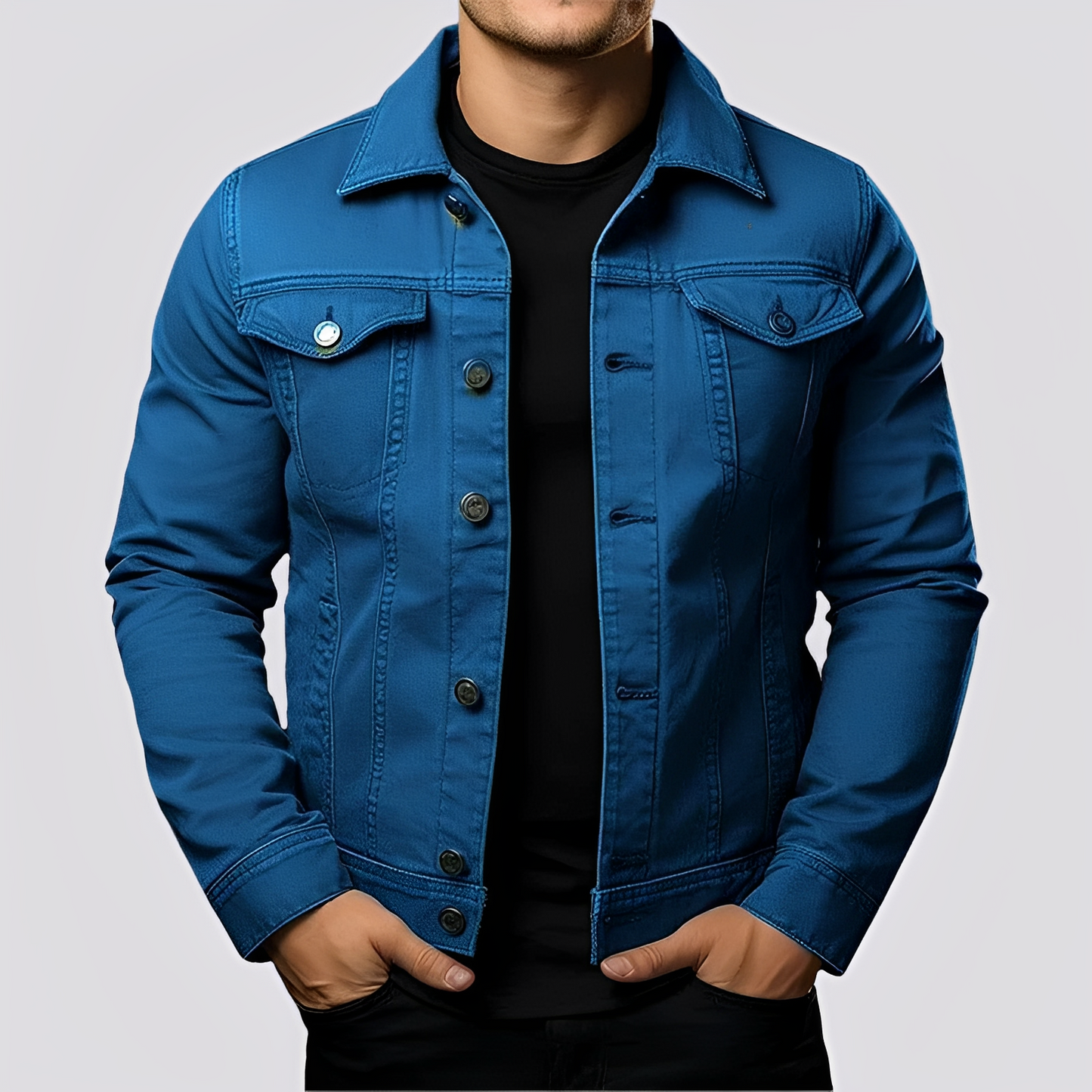 Maxwell - Retro-kurtka jeansowa dla mężczyzn z grubego denimu
