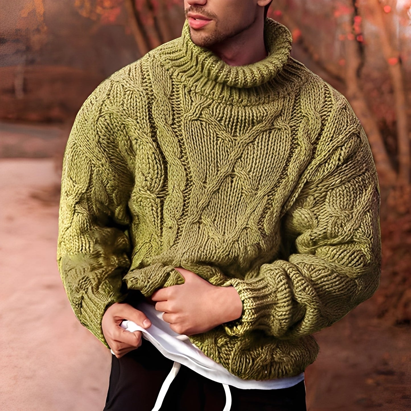 Adrian - Stylowy, grubo dziergany sweter dla mężczyzn