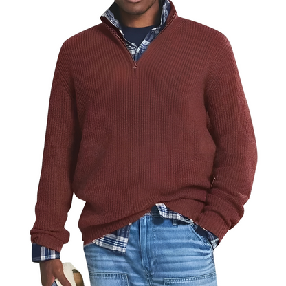 Jeffrey - Retro-sweter z zamkiem ćwierć dla mężczyzn