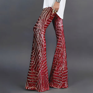 Charlita - Eleganckie rozkloszowane spodnie z cekinami dla kobiet