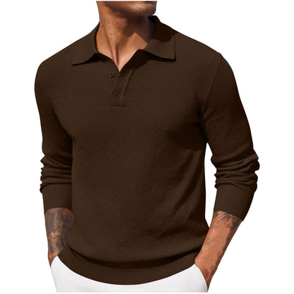 Jerrod - Elegancka koszulka polo z długim rękawem dla mężczyzn
