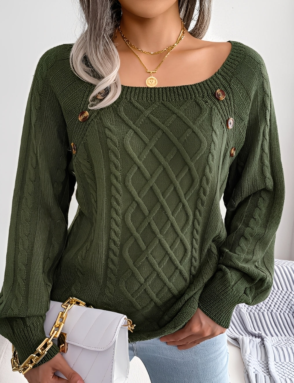 Sally - Stylowy sweter z dzianiny z guzikami dla kobiet