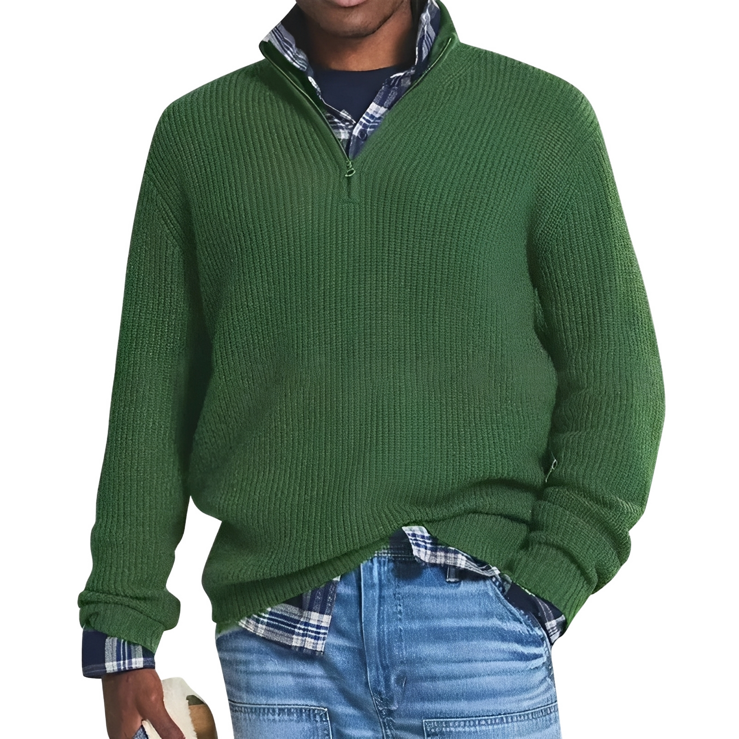Jeffrey - Retro-sweter z zamkiem ćwierć dla mężczyzn