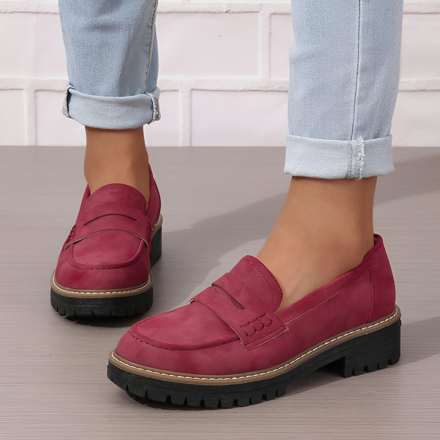 Elise - Stylowe matowe platformowe loafers dla kobiet