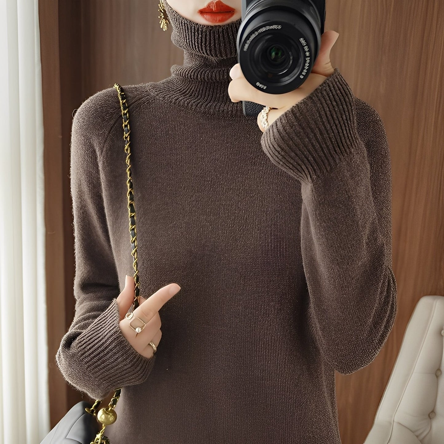 Kaycee - Modny sweter z golfem dla kobiet