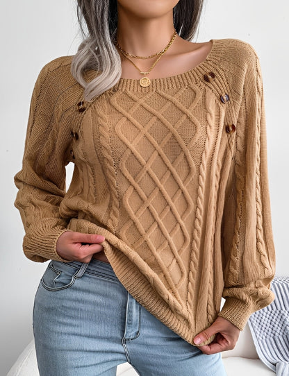 Sally - Stylowy sweter z dzianiny z guzikami dla kobiet