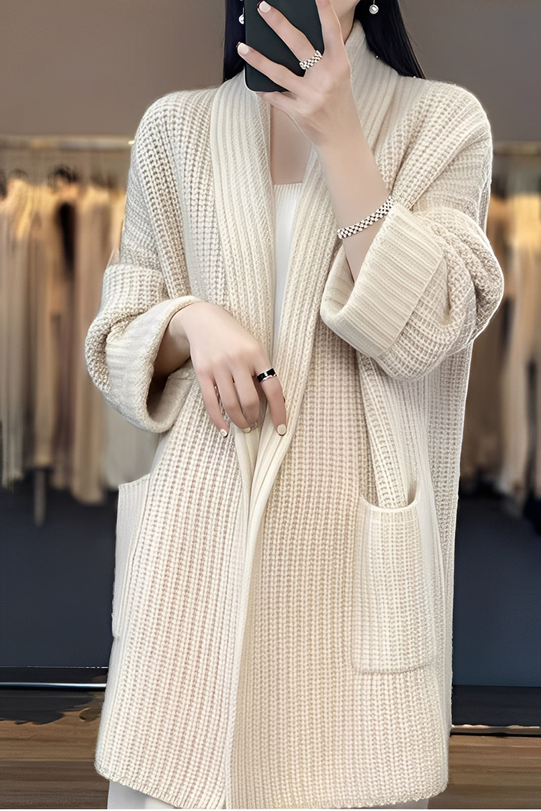 Suzanna - Elegancki długi kardigan dla kobiet