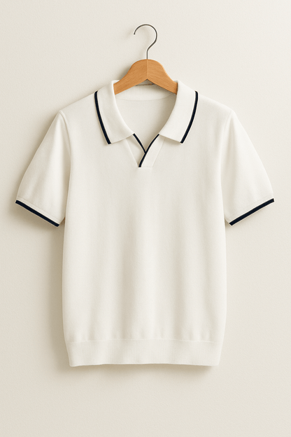 Dopasowana koszulka polo z miękkiego dzianiny