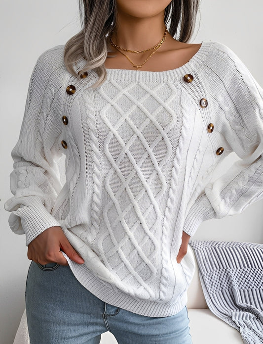 Sally - Stylowy sweter z dzianiny z guzikami dla kobiet