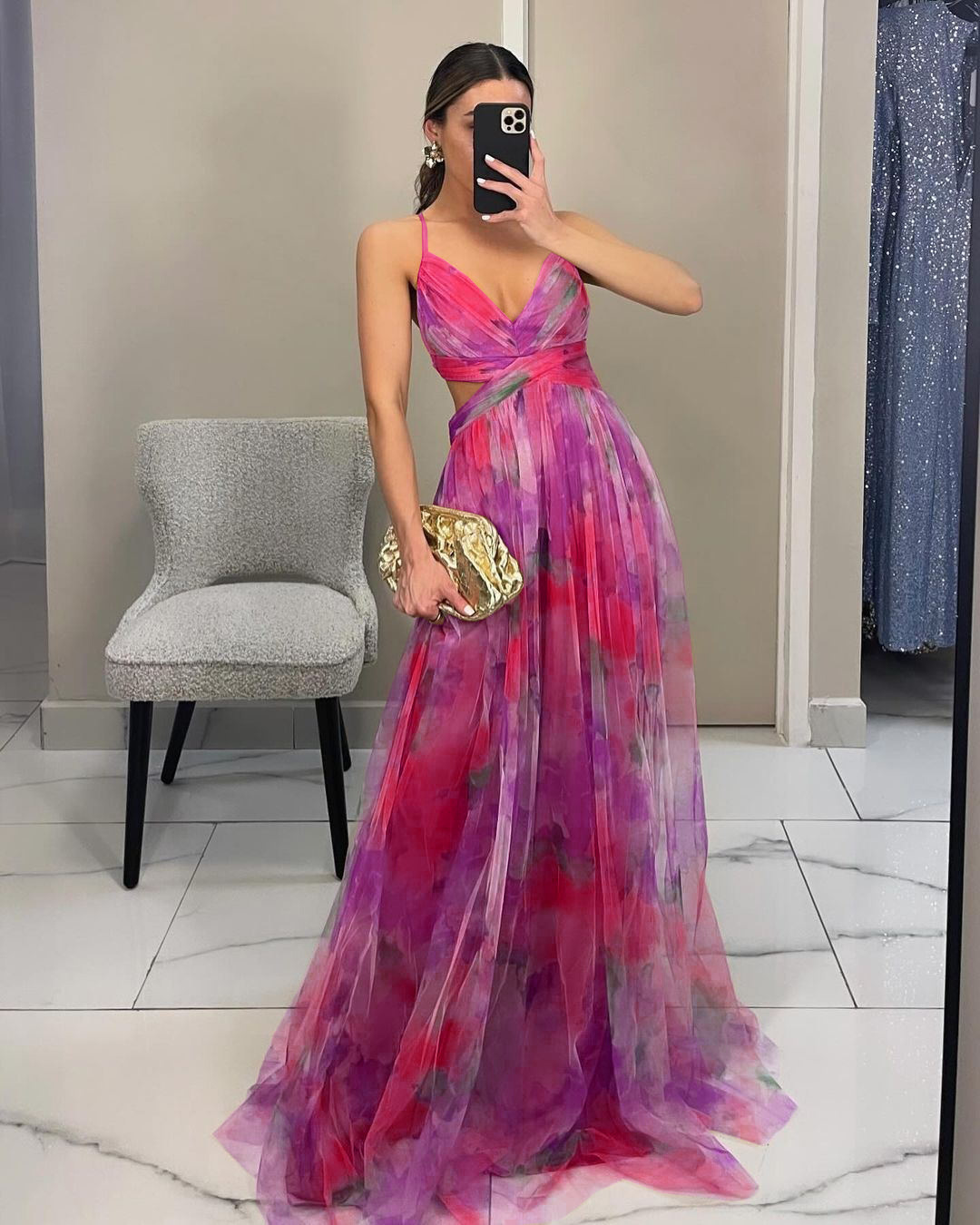 Brienne - Suknia Maxi Damska, Elegancka & Warstwowa