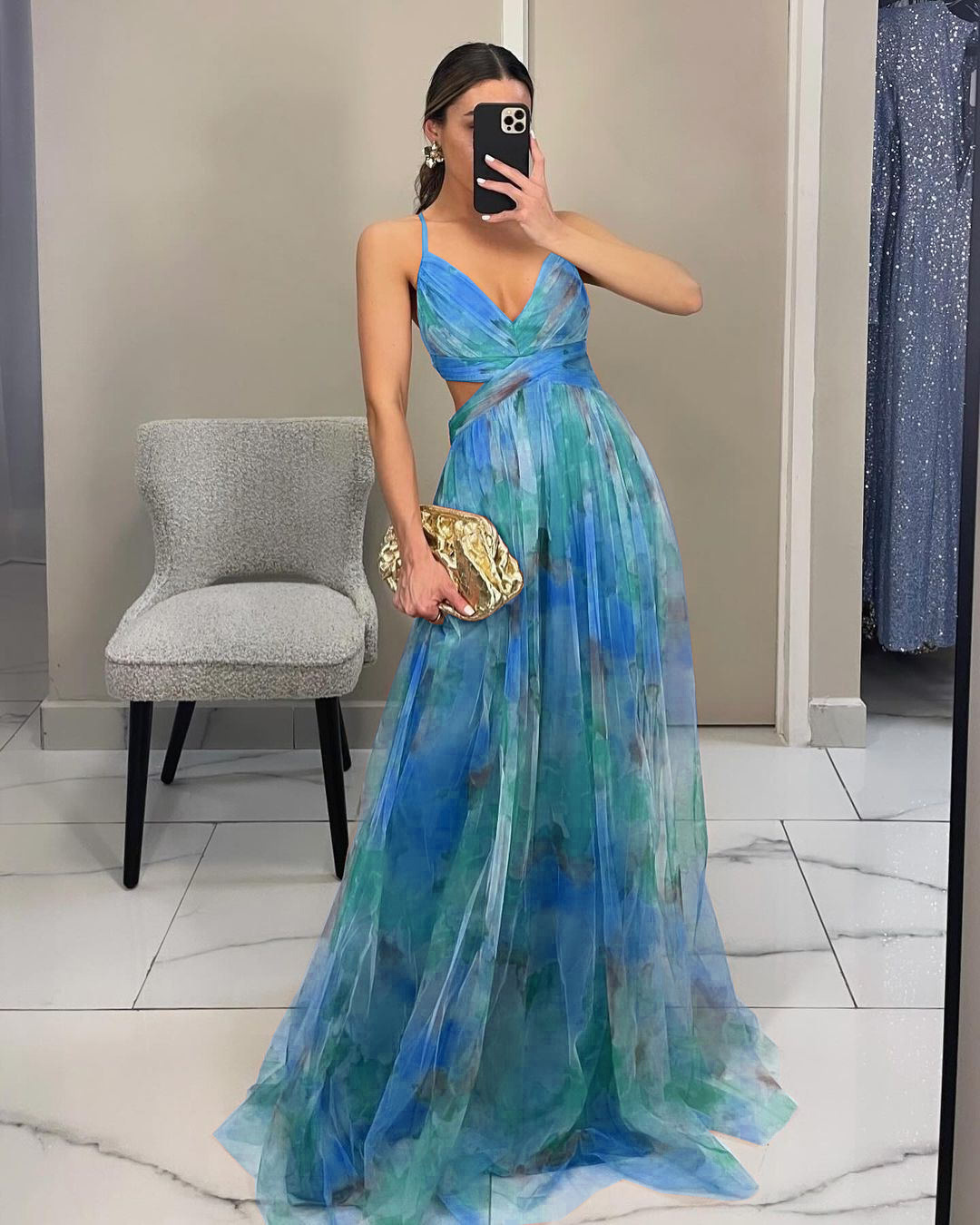 Brienne - Suknia Maxi Damska, Elegancka & Warstwowa