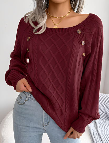 Sally - Stylowy sweter z dzianiny z guzikami dla kobiet