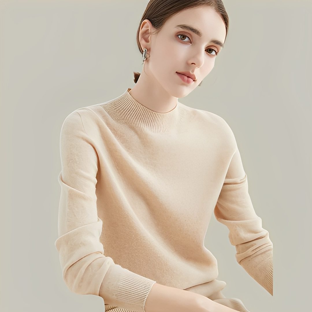Martine - Swetry z wełny slim fit z wysokim kołnierzem dla kobiet