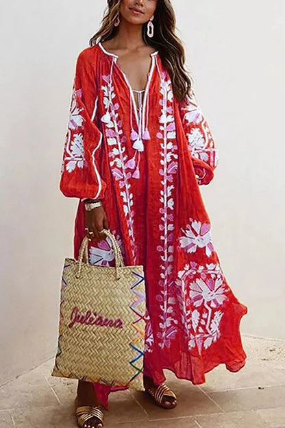 Nelia - Boho Kwiatowa Letnia Sukienka Breezy
